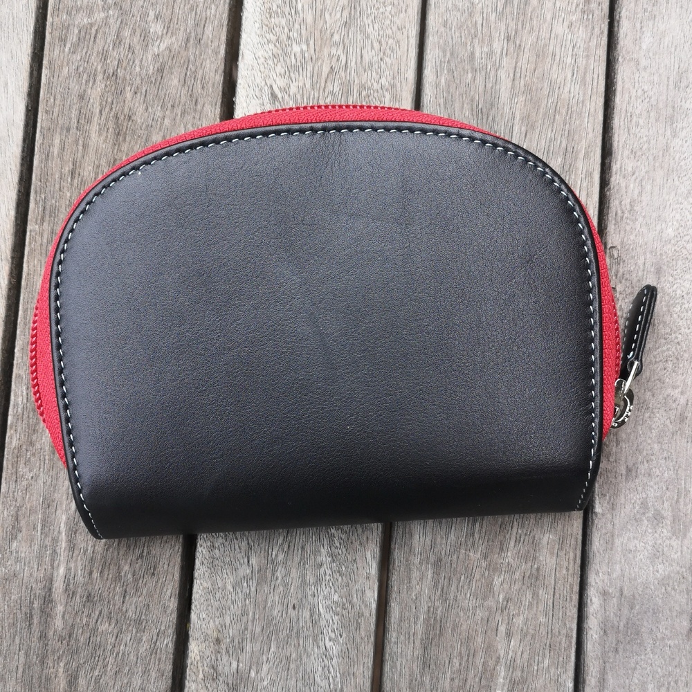 Women's Black and Red Leather Wallet - Picture 9 of 12